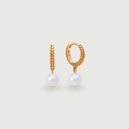 Heirloom Round Pearl Huggie